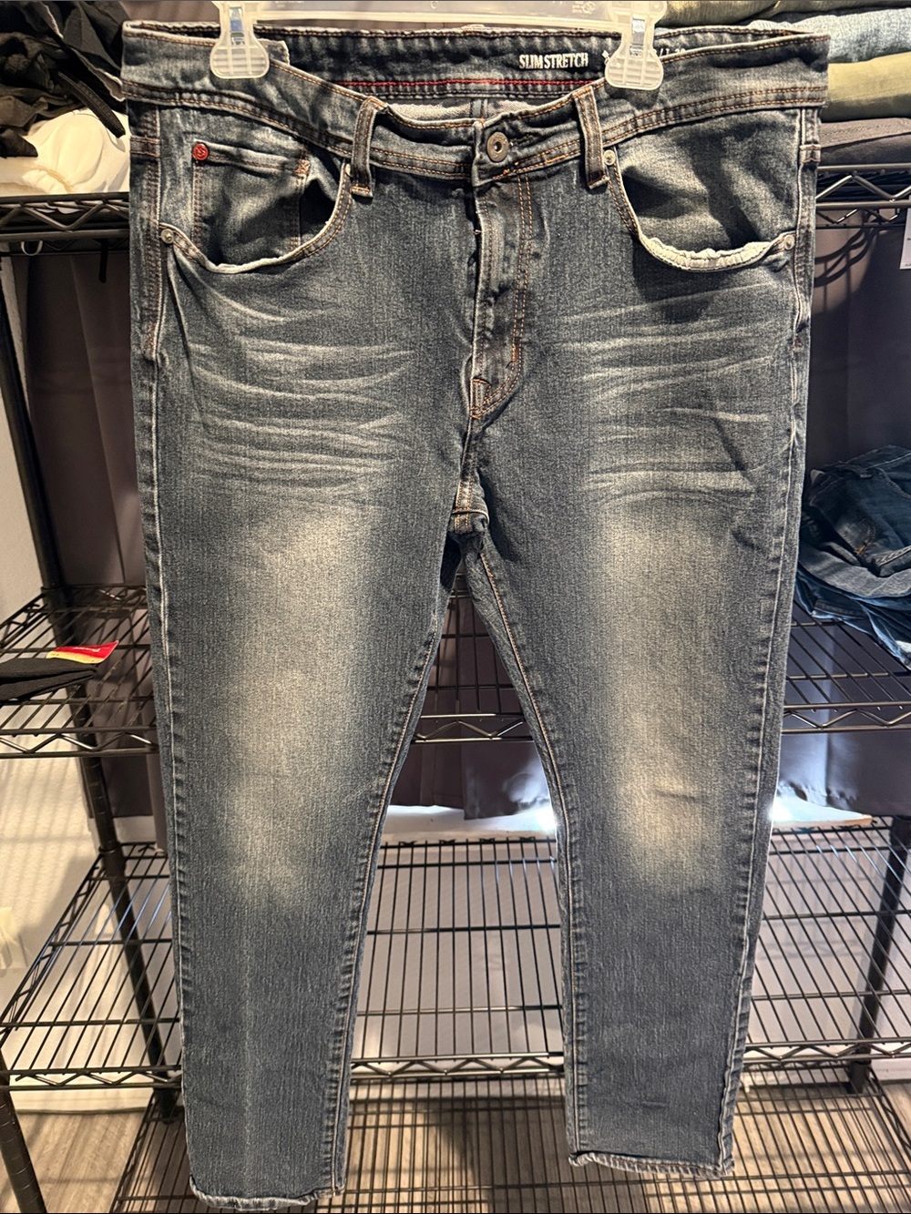 Slim Stretch Men's Washed Blue Jeans